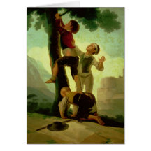 Boys Climbing a Tree, cartoon for a tapestry Card