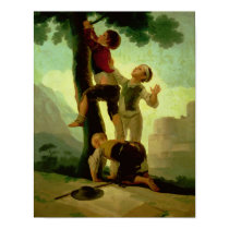 Boys Climbing a Tree, cartoon for a tapestry posters