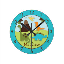 Boys Dinosaur Personalized Nursery Wall Clock