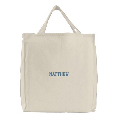 Boys Embroidered Name Canvas Tote Bag by CuddleTree