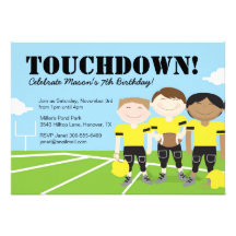 Boys Football Themed Birthday Party Invitation