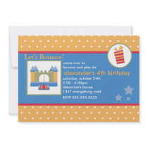 Boys Fun Bounce House Birthday Party Custom Announcement