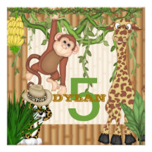 Boys & Girls  Jungle Safari Birthday  Invitation