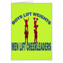 BOYS LIFT WEIGHTS MEN LIFT CHEERLEADERS CARD
