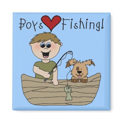 Boys Love Fishing Tshirts and Gifts Magnet by toddlersplace