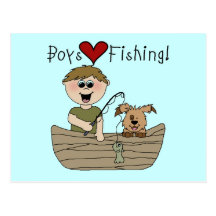 Boys Love Fishing Tshirts and Gifts Post Cards
