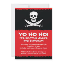 Boys Pirate Themed Birthday Party Invitation