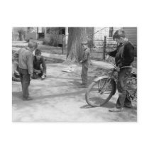 Boys Playing Marbles, Woodbine, Iowa, 1940 Postcard