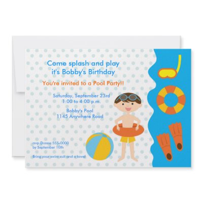 Boys Pool Party Birthday Invitation by mousearte