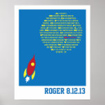 Boys Rocket Alphabet for Boys Room &  Baby Showers Print