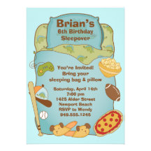 Boys Sleepover Party Invitation
