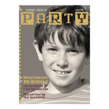 Boy's Tech Magazine Photo Birthday Party Personalized Announcements