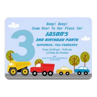 birthday 3rd boys invitation transportation transport invitations announcements invites zazzle