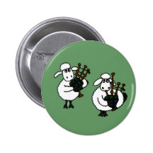 BQ- Awesome Sheep Playing Bagpipes Pinback Button