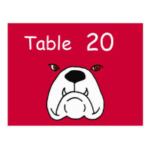 BR- Funny Bulldog Table Number Postcards