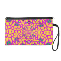 Bracelet dans magenta et jaune lumineux pochette avec dragonne