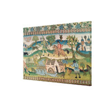 Bradford Table Carpet, detail of scenes of rural l canvas prints