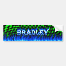 Bradley blue fire and flames bumper sticker design