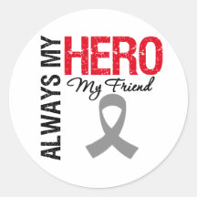 Brain Cancer Always My Hero My Friend Round Sticker
