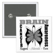 Brain Cancer Awareness Butterfly Button