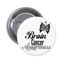 Brain Cancer Awareness Butterfly Pinback Buttons