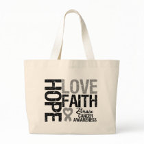 Brain Cancer Awareness Hope Love Faith Canvas Bags