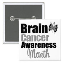Brain Cancer Awareness Month Butterfly Pinback Button