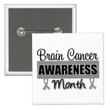 Brain Cancer Awareness Month Grey Ribbon Button