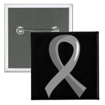 Brain Cancer Grey Ribbon 3 Pinback Button