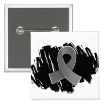 Brain Cancer Grey Ribbon With Scribble Pinback Button