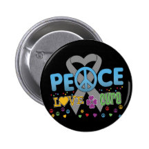 Brain Cancer Groovy Peace Love Cure Button