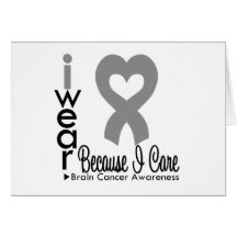 Brain Cancer Heart Ribbon Because I Care Card