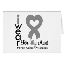 Brain Cancer Heart Ribbon For My Aunt Greeting Cards