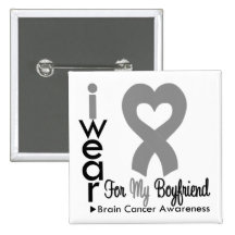 Brain Cancer Heart Ribbon For My Boyfriend Pins