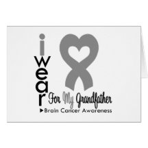 Brain Cancer Heart Ribbon For My Grandfather Greeting Cards