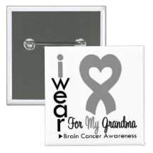 Brain Cancer Heart Ribbon For My Grandma Pinback Buttons