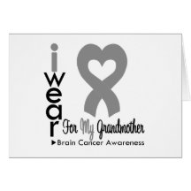 Brain Cancer Heart Ribbon For My Grandmother Greeting Cards