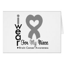 Brain Cancer Heart Ribbon For My Niece Greeting Card