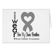Brain Cancer Heart Ribbon For My Twin Brother Cards