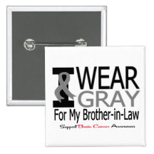 Brain Cancer I Wear Grey Ribbon For My Brother-in- Pins