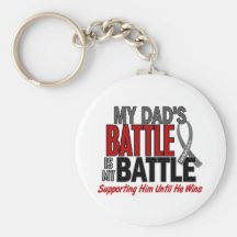 Brain Cancer MY BATTLE TOO 1 Dad Keychain