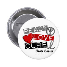 Brain Cancer PEACE LOVE CURE 1 Button