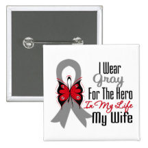 Brain Cancer Ribbon Hero My Wife Pins
