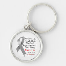 Brain Cancer Support Strong Survivor Keychain