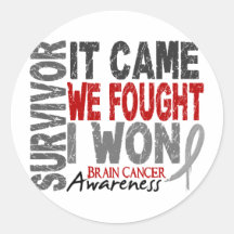 Brain Cancer Survivor It Came We Fought I Won Round Stickers