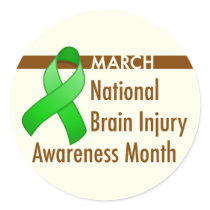 Brain Injury Awareness Month Round Sticker