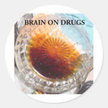 BRAIN ON DRUGS ROUND STICKERS