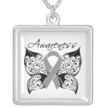 Brain Tumor Awareness Tattoo Butterfly Personalized Necklace