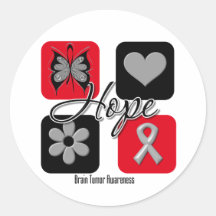 Brain Tumour Hope Love Inspire Awareness Round Sticker