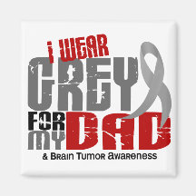 Brain Tumour I Wear Grey For My Dad 6.2 Fridge Magnets